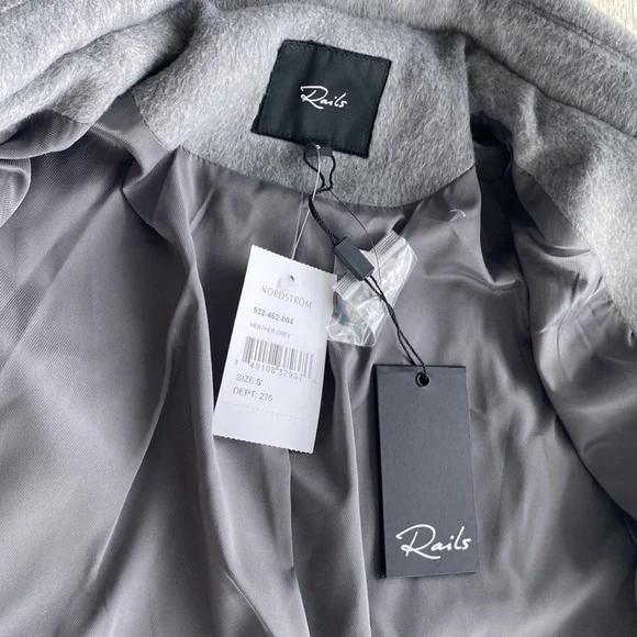 NWT Rails Nadine Wool-Blend Trench Coat Grey Size small - Picture 4 of 8